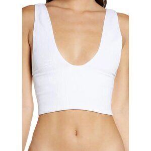 Free People Intimately Fp Everyday Rib Crop Bra White Medium/Large